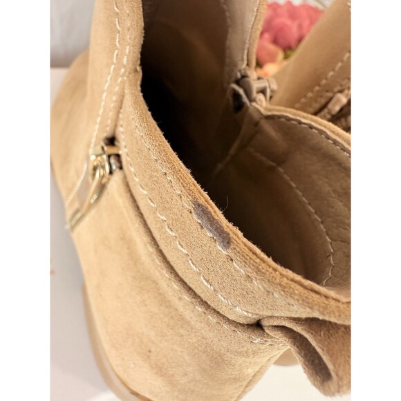 NEW LC LAUREN CONRAD BLOCK HEEL ANKLE BOOTS Women's Size 7.5 TAN FAUX SUEDE - Picture 5 of 15